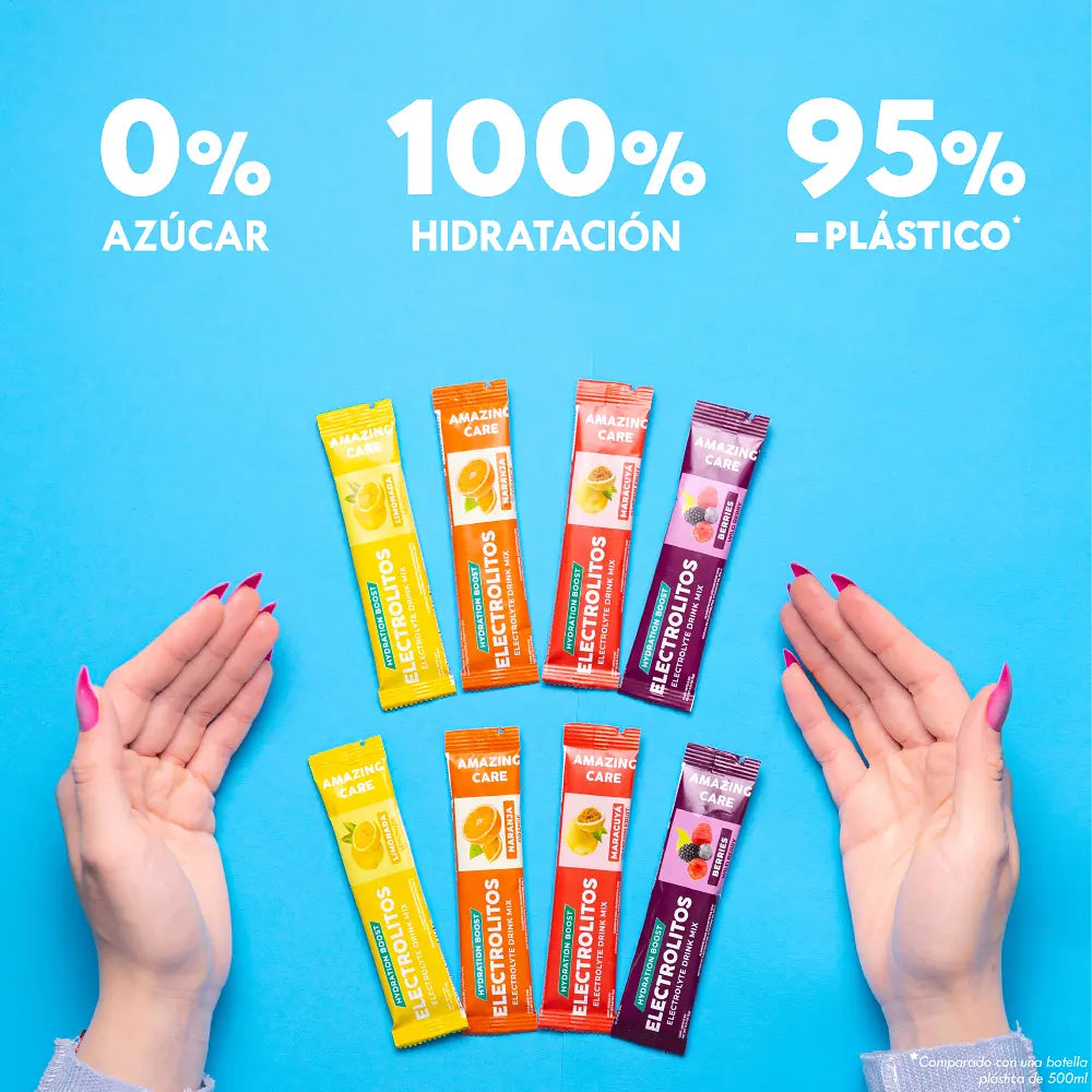 Electrolitos Sabor Naranja - Bebida Hidratante en Polvo 12 sticks - Amazing Care® | Electrolitos Hidratantes