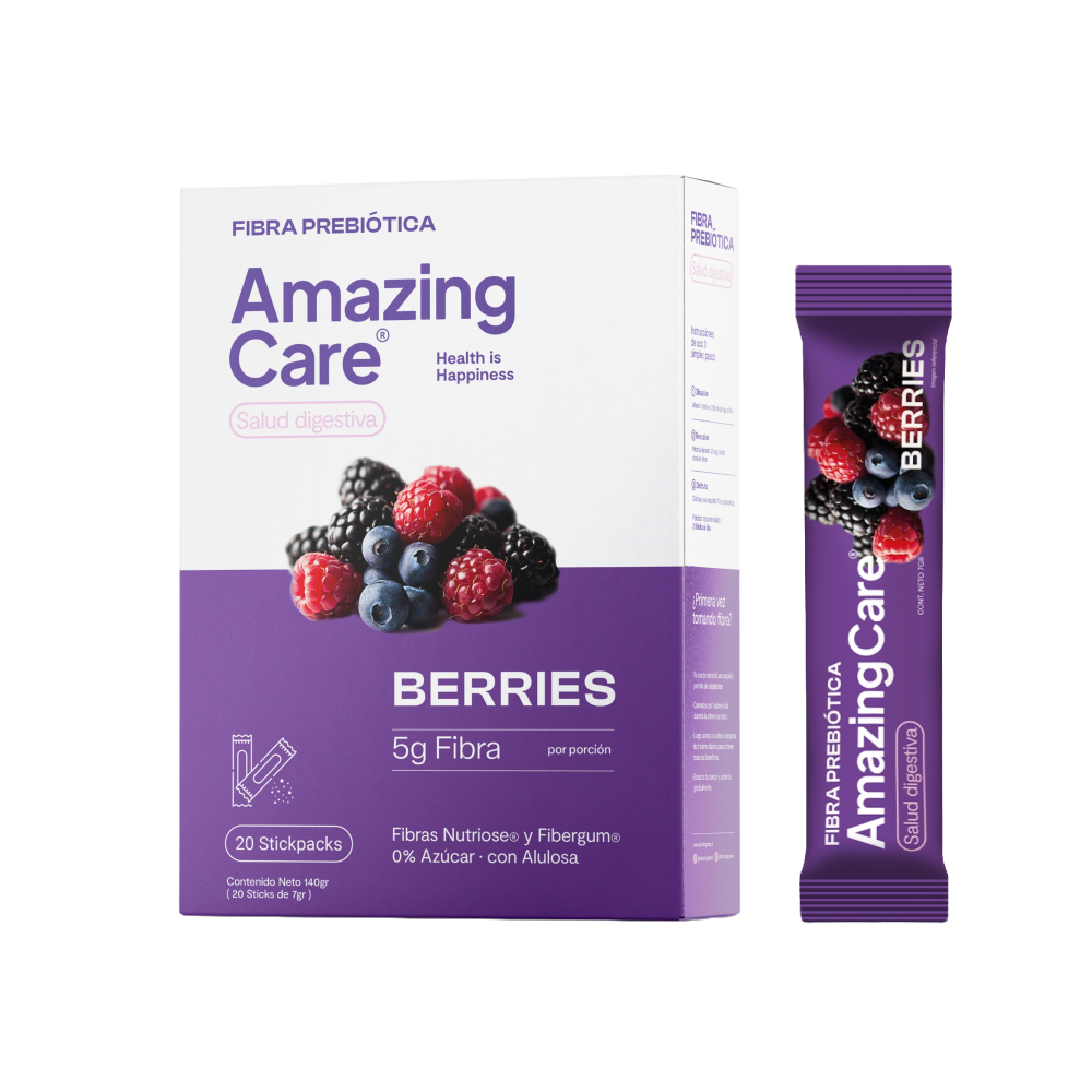Fibra Prebiótica Sabor Berries 20 Sticks - Amazing Care® | Electrolitos Hidratantes