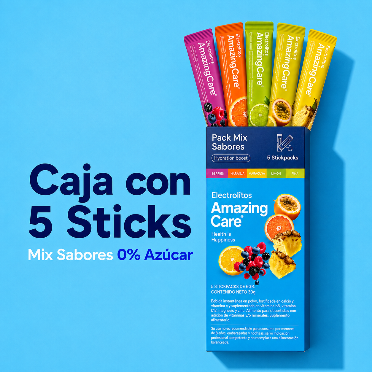Electrolitos en Polvo Mix Sabores 5 Sticks