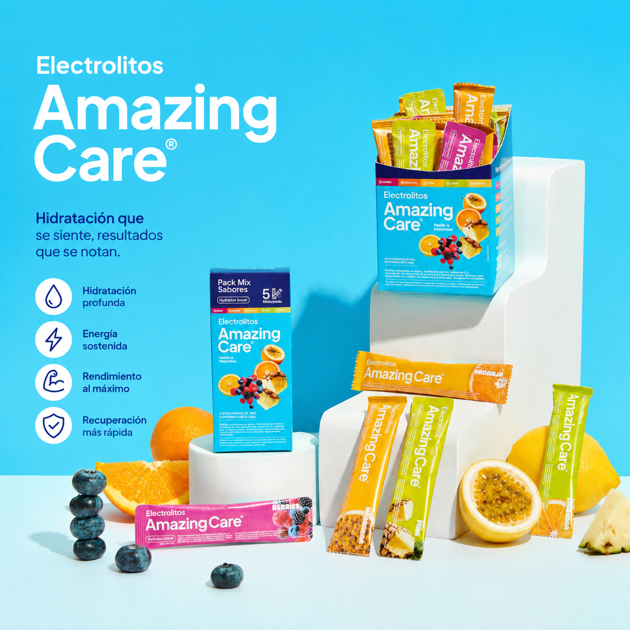 Electrolitos en Polvo Mix Sabores 5 Sticks