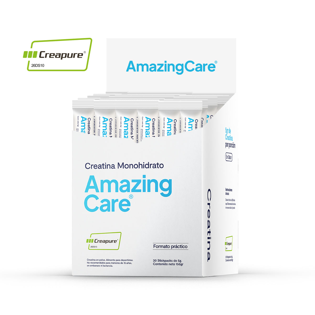 Creatina Creapure® Sin Sabor 30 Sticks - Amazing Care® | Electrolitos Hidratantes