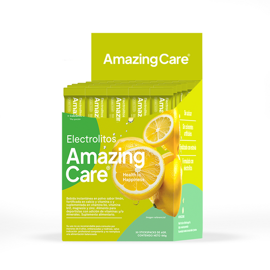 Electrolitos en Polvo Sabor Limonada 30 Sticks - Amazing Care® | Electrolitos Hidratantes