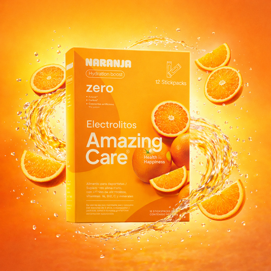 Electrolitos en Polvo Sabor Naranja 12 Sticks - Amazing Care® | Electrolitos Hidratantes