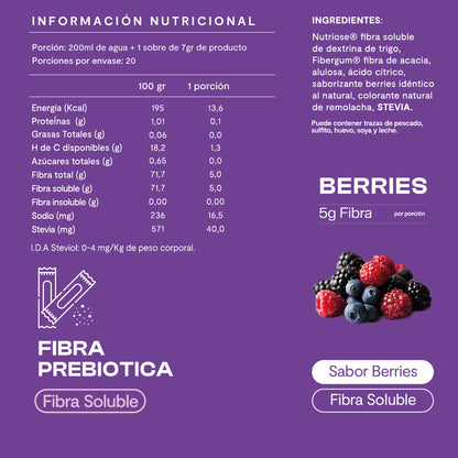 Fibra Prebiótica Sabor Berries 20 Sticks - Amazing Care® | Electrolitos Hidratantes
