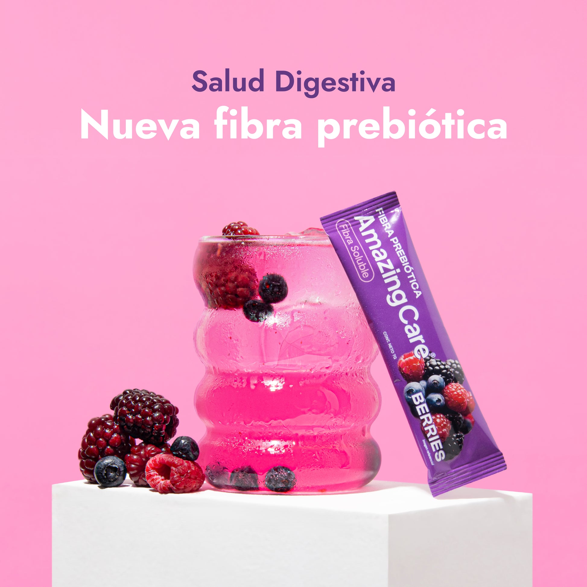 Fibra Prebiótica Sabor Berries 20 Sticks - Amazing Care® | Electrolitos Hidratantes