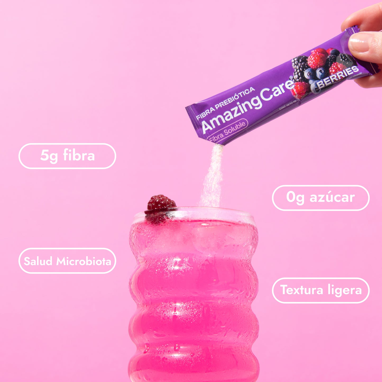 Fibra Prebiótica Sabor Berries 20 Sticks - Amazing Care® | Electrolitos Hidratantes