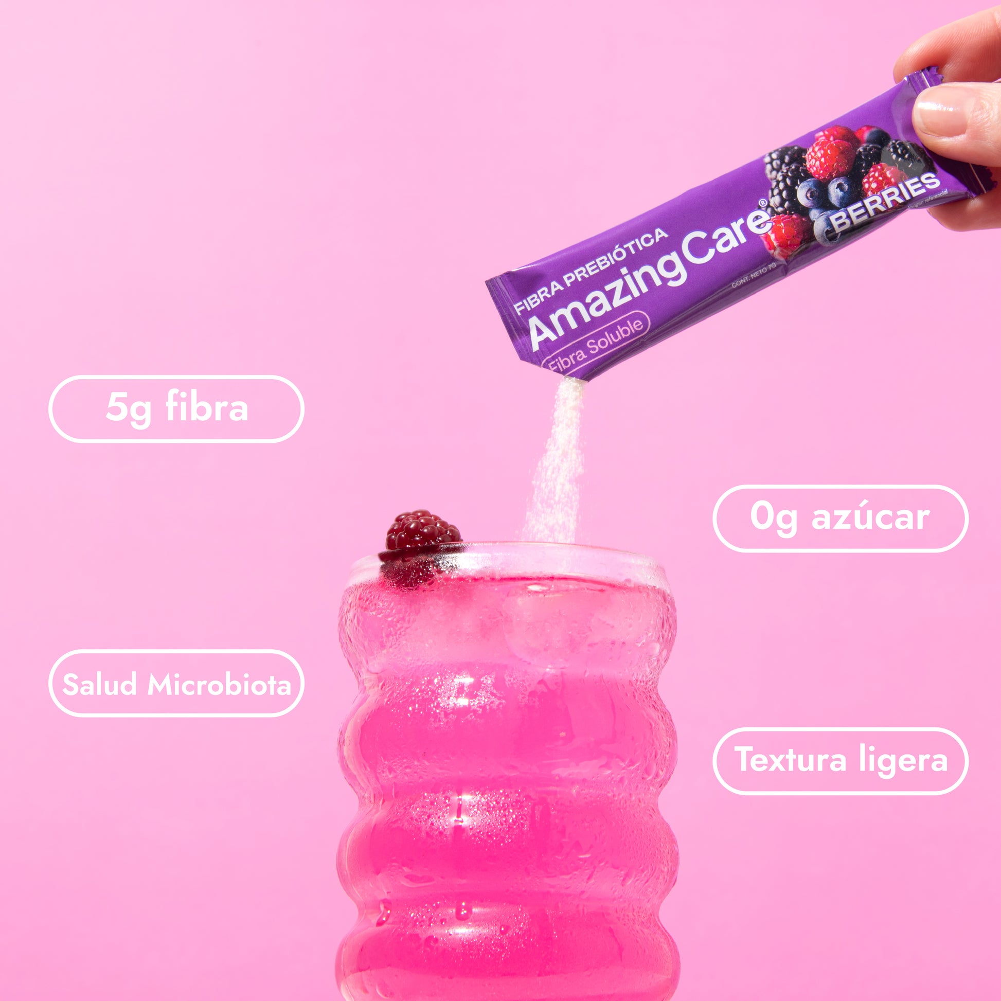 Fibra Prebiótica Sabor Berries 20 Sticks - Amazing Care® | Electrolitos Hidratantes