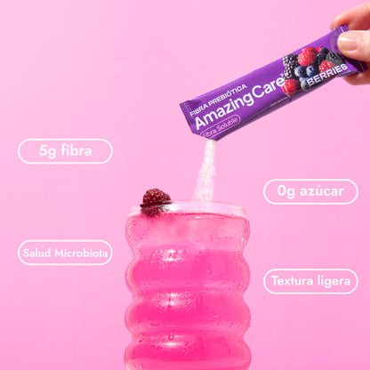 Fibra Prebiótica Sabor Berries 20 Sticks - Amazing Care® | Electrolitos Hidratantes