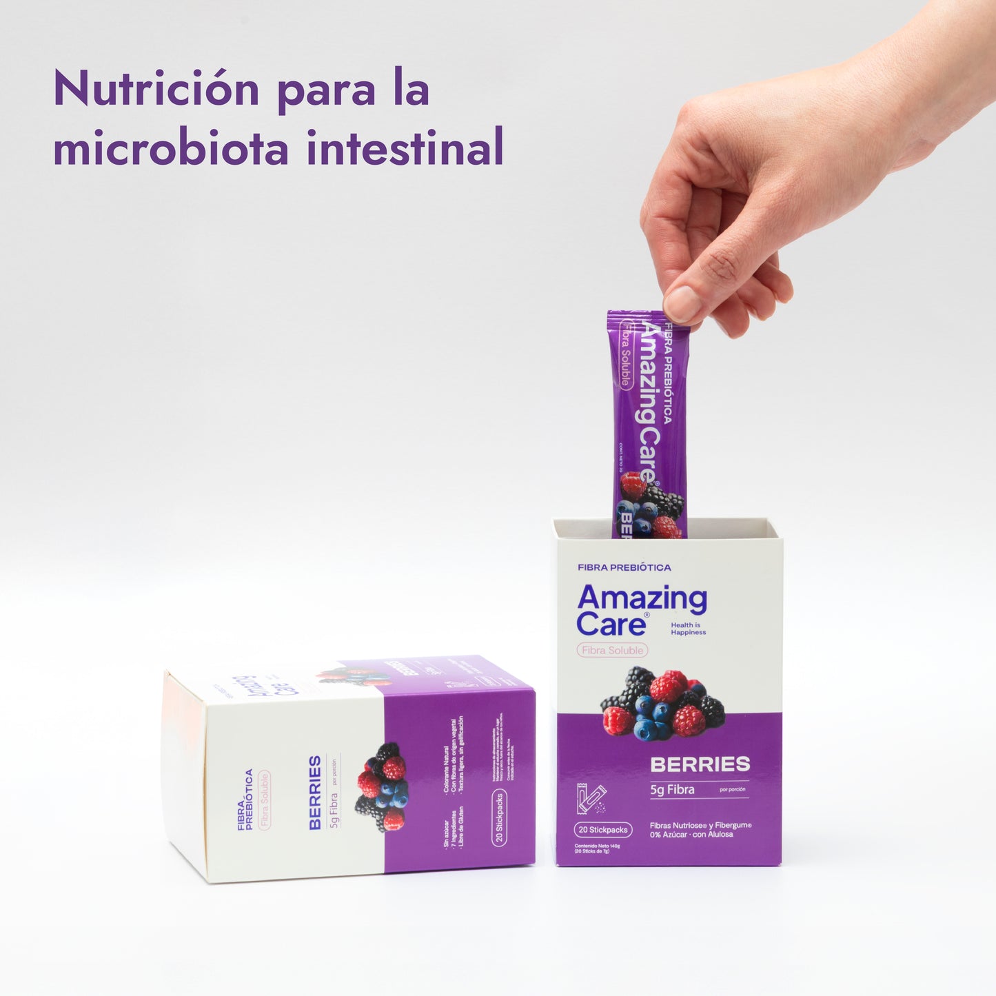 Fibra Prebiótica Sabor Berries 20 Sticks - Amazing Care® | Electrolitos Hidratantes