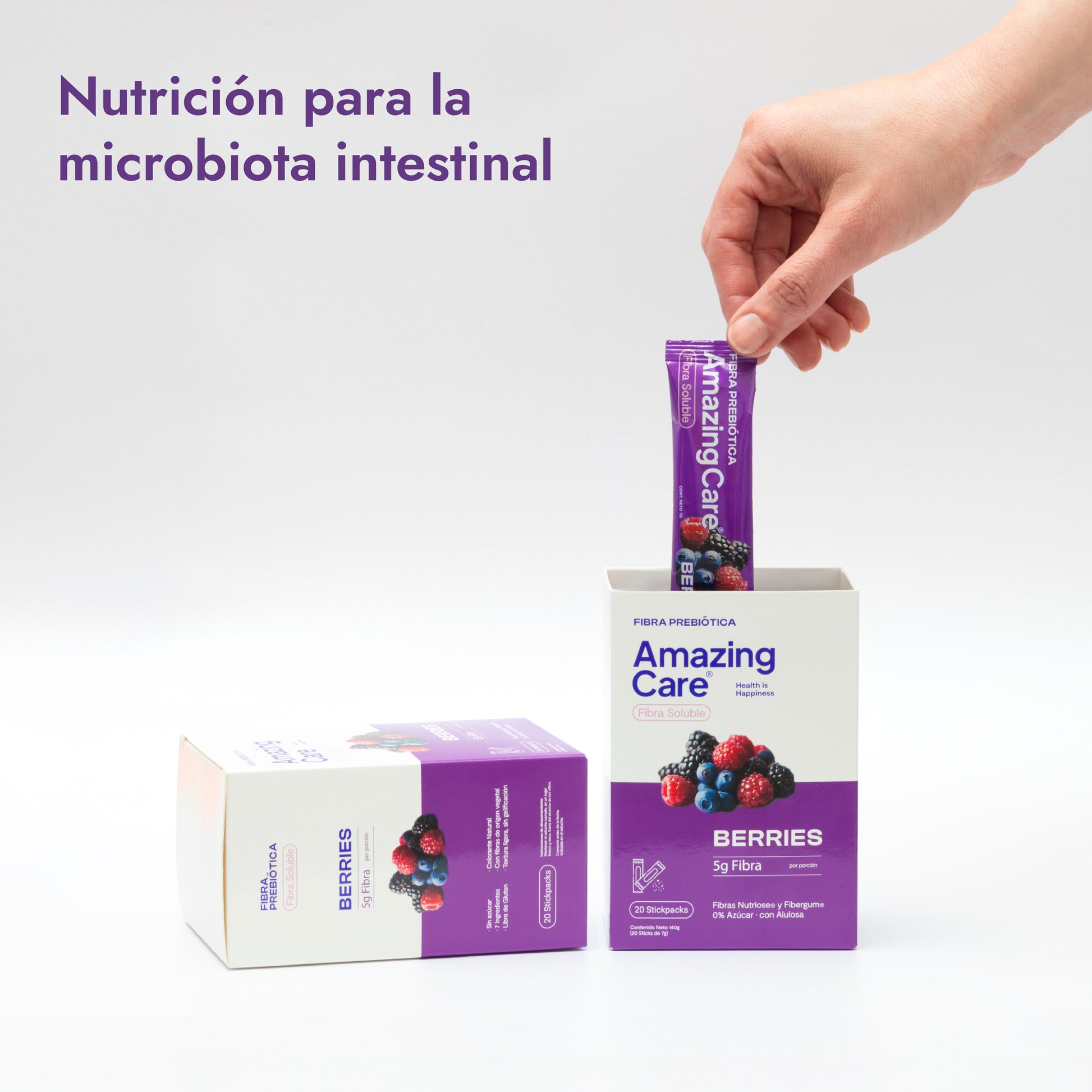 Fibra Prebiótica Sabor Berries 20 Sticks - Amazing Care® | Electrolitos Hidratantes