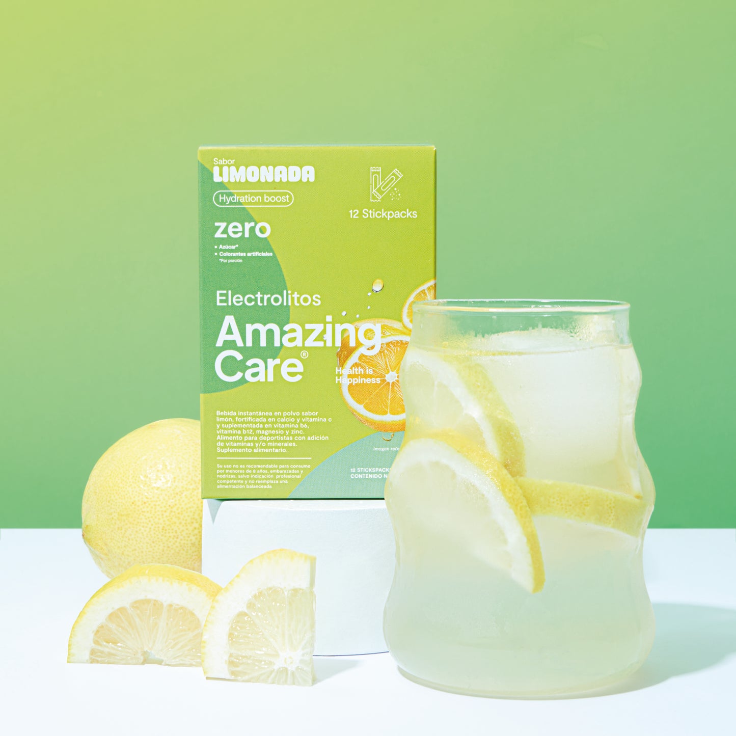 Electrolitos en Polvo Sabor Limonada 30 Sticks - Amazing Care® | Electrolitos Hidratantes