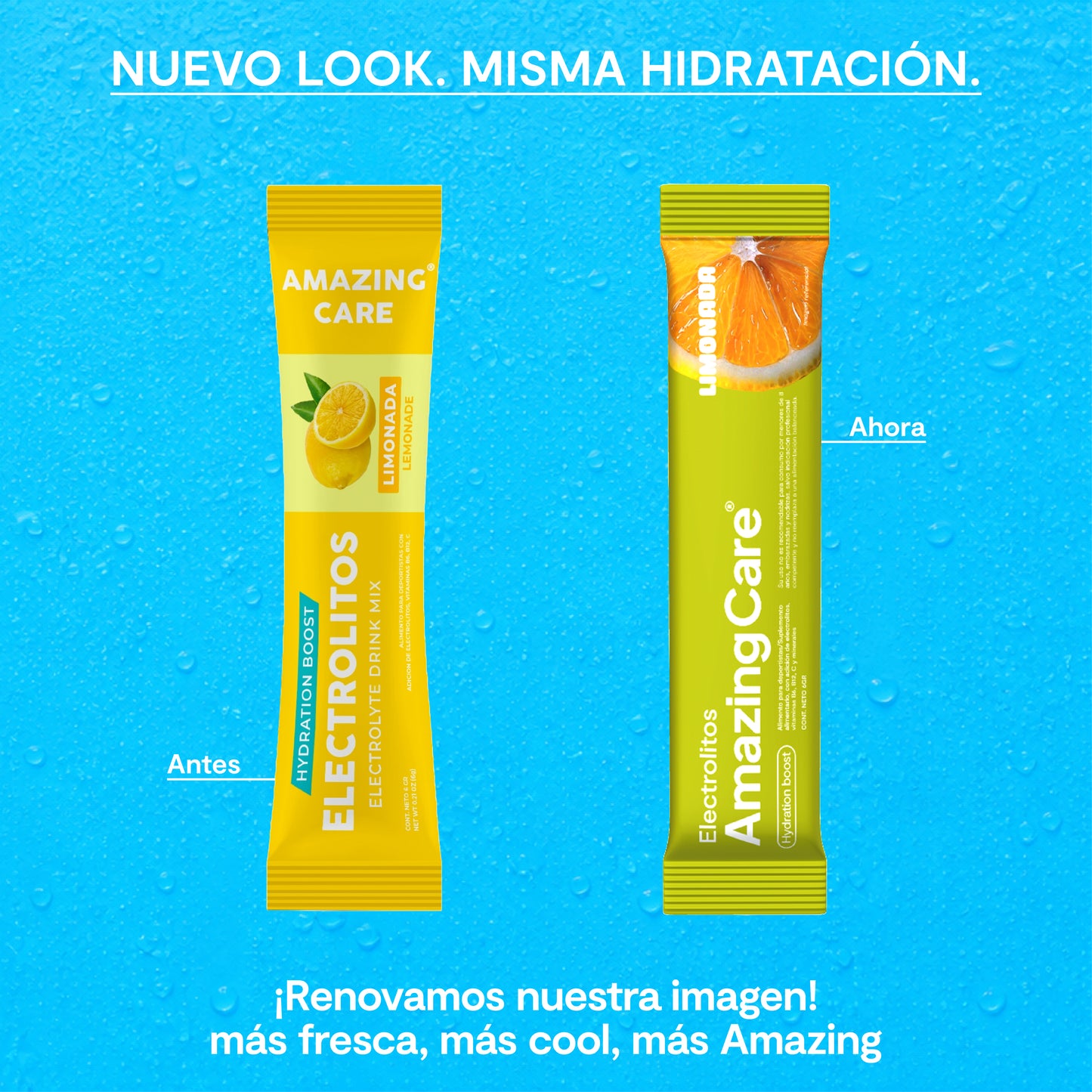Electrolitos en Polvo Sabor Limonada 12 Sticks - Amazing Care® | Electrolitos Hidratantes