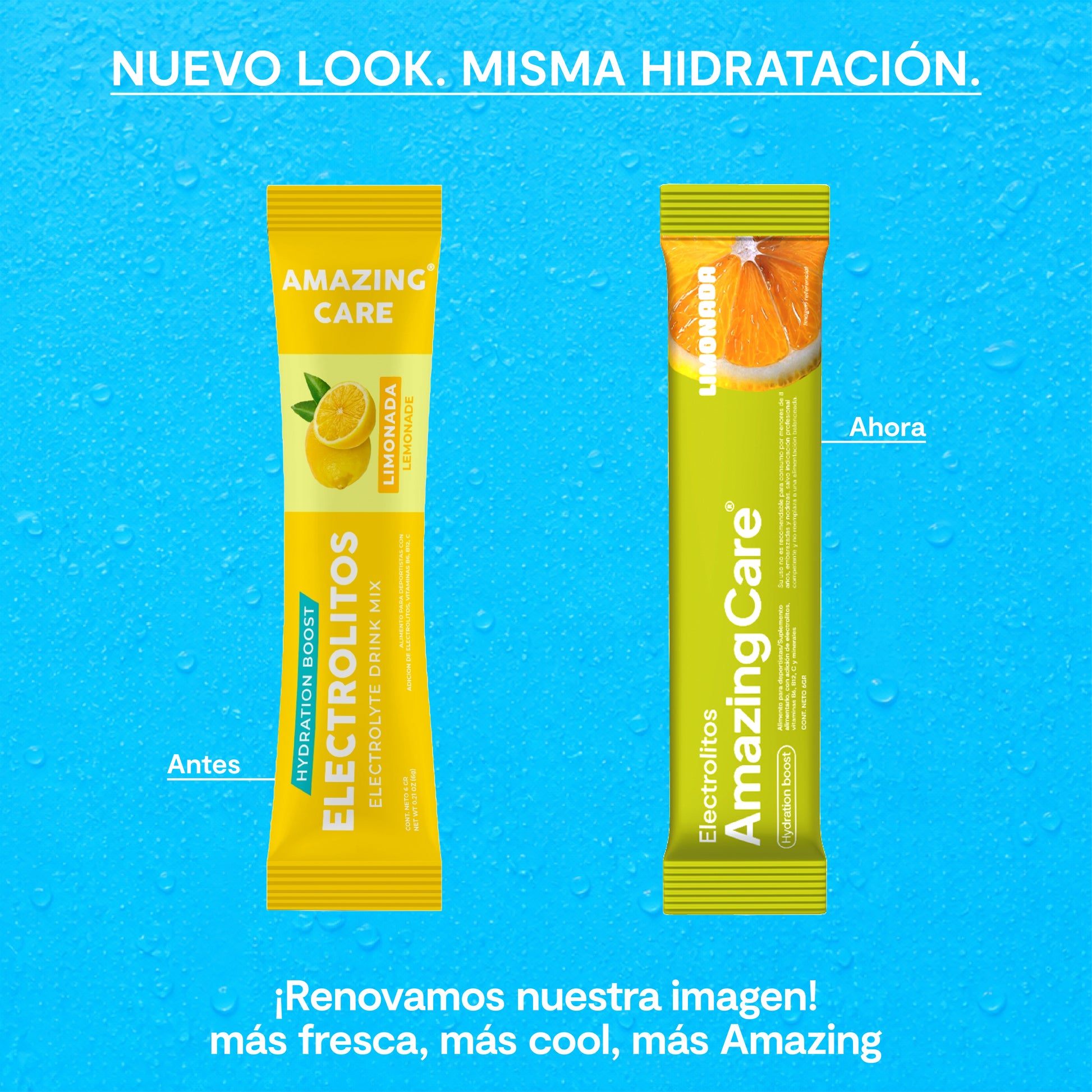 Electrolitos en Polvo Sabor Limonada 12 Sticks - Amazing Care® | Electrolitos Hidratantes