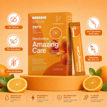 Electrolitos en Polvo Sabor Naranja 12 Sticks