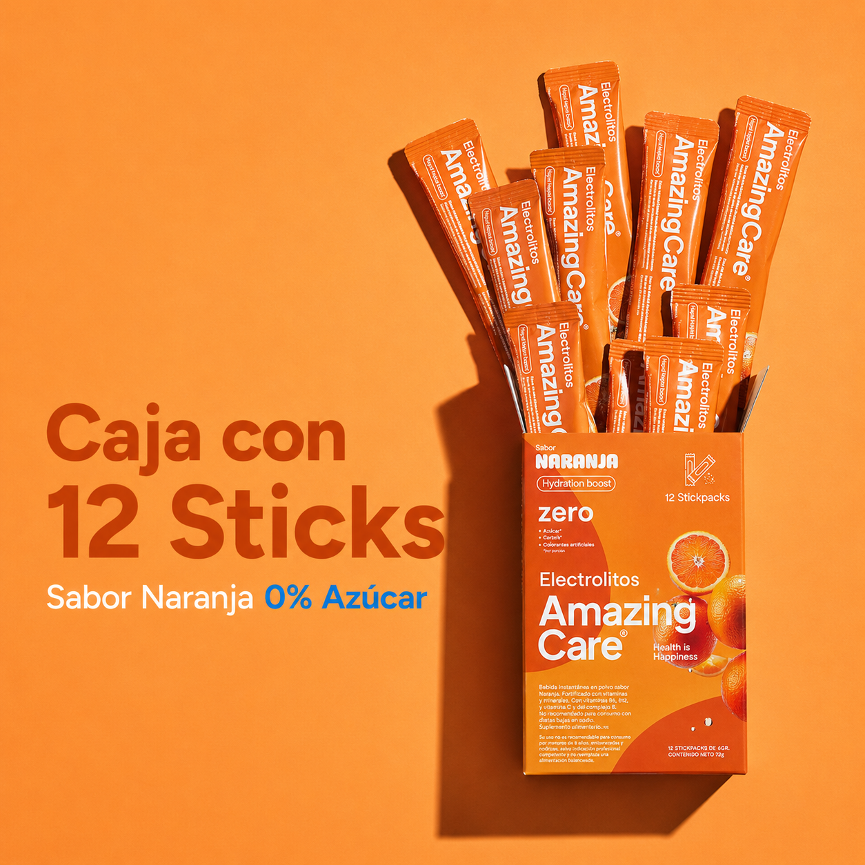 Electrolitos en Polvo Sabor Naranja 12 Sticks