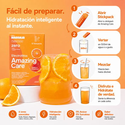 Electrolitos en Polvo Sabor Naranja 12 Sticks