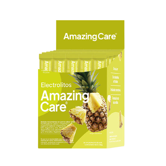 Electrolitos en Polvo Sabor Piña 30 Sticks - Amazing Care® | Electrolitos Hidratantes