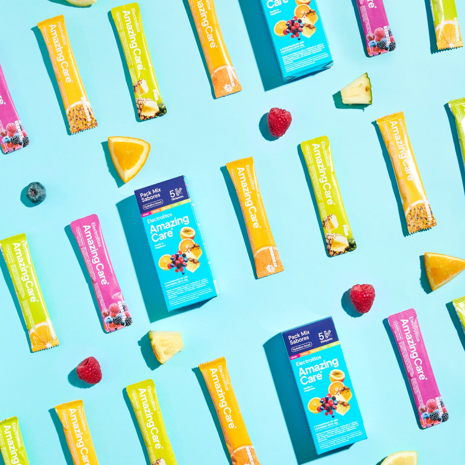 Electrolitos en Polvo Mix Sabores 5 Sticks - Amazing Care® | Electrolitos Hidratantes