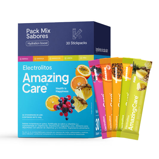 Electrolitos en Polvo Mix Sabores 30 Sticks - Amazing Care® | Electrolitos Hidratantes