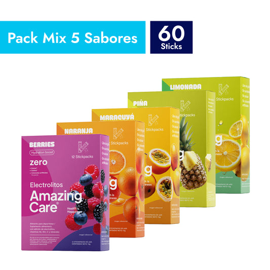 Pack Mix Electrolitos 5 Sabores (60 sticks)
