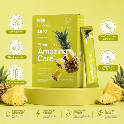 Electrolitos en Polvo Sabor Piña 30 Sticks - Amazing Care® | Electrolitos Hidratantes