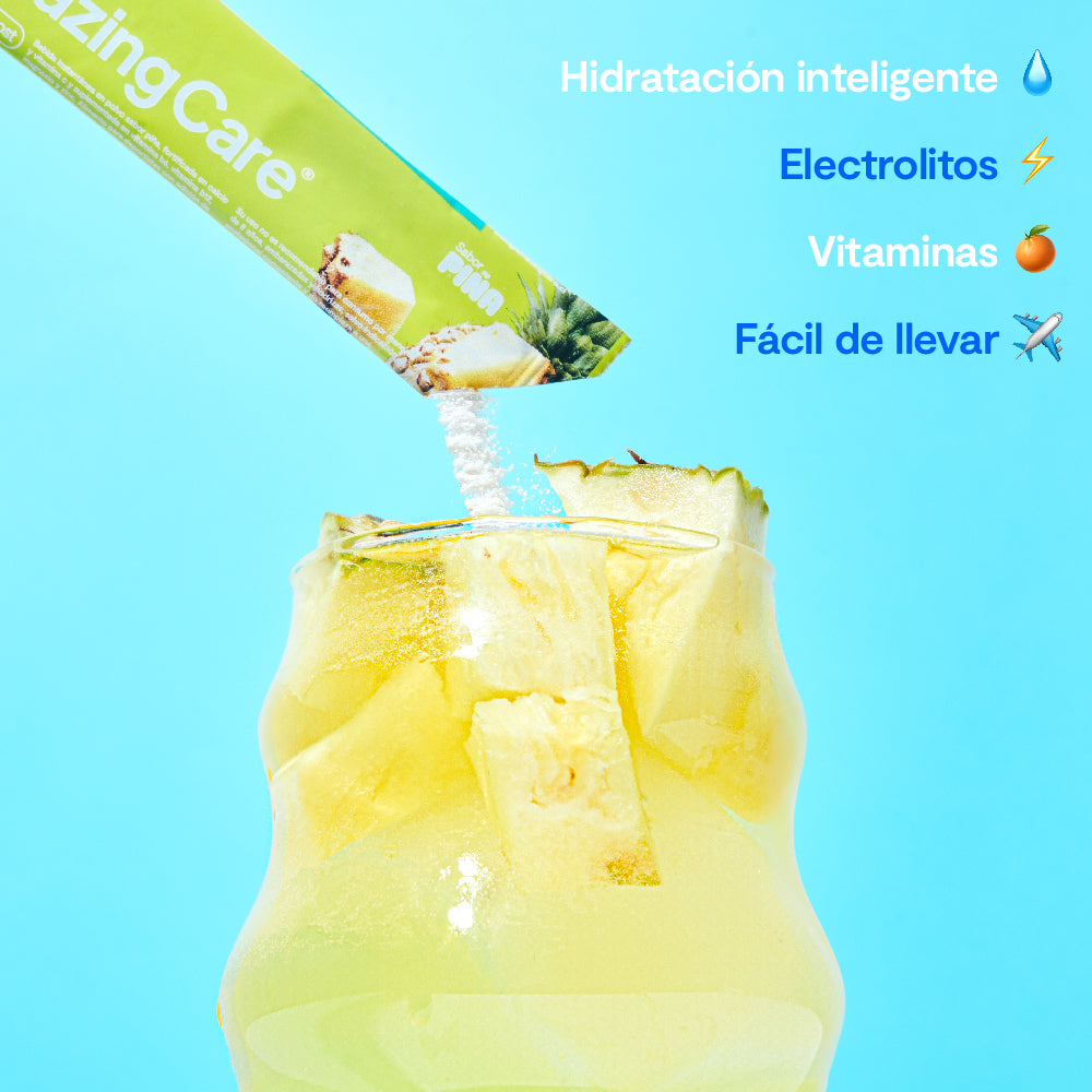 Electrolitos en Polvo Sabor Piña 12 Sticks - Amazing Care® | Electrolitos Hidratantes