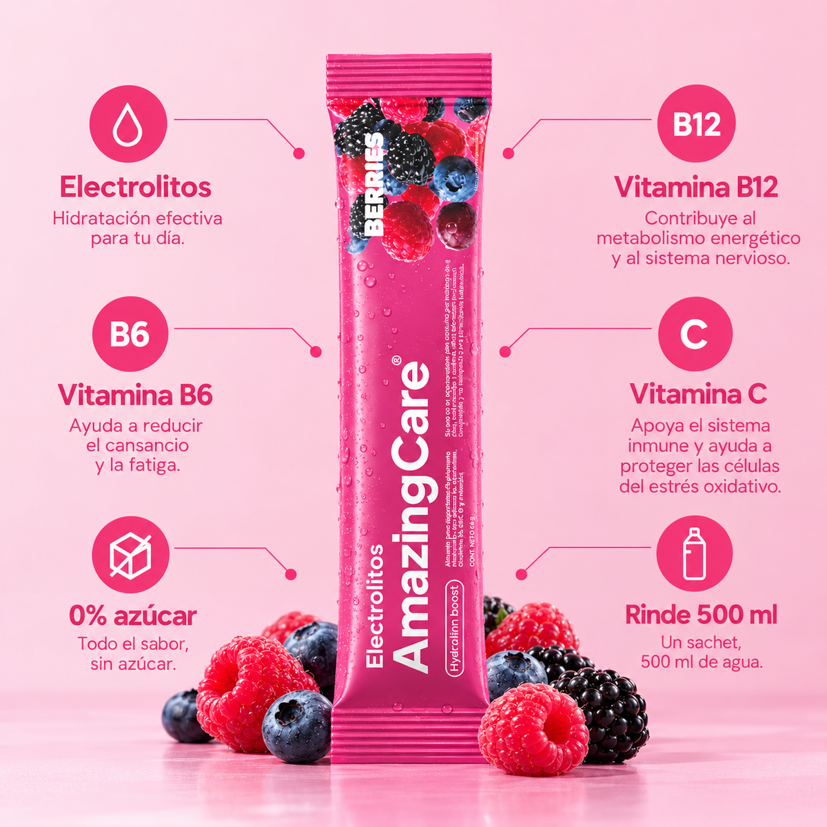 Electrolitos en Polvo Sabor Berries 30 Sticks