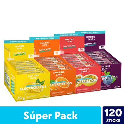 Súper Pack Electrolitos Mix Sabores (120 sticks)