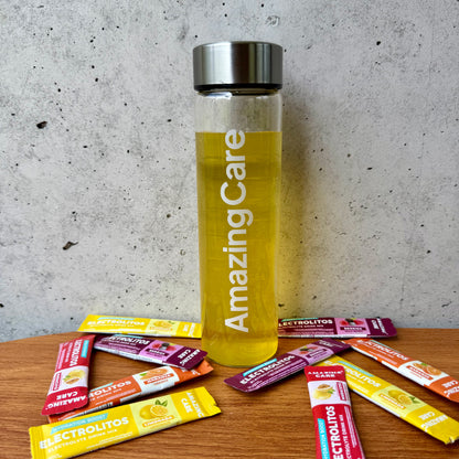 Botella vidrio tapa ancha 600ml - Amazing Care® | Electrolitos Hidratantes